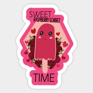 Raspberry sorbet Kawaii Sweet Raspberry Sorbet Time Sticker